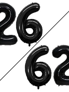 Number 26 Balloons Black 42 Inch Jumbo Helium Birthday Party Decorations Set